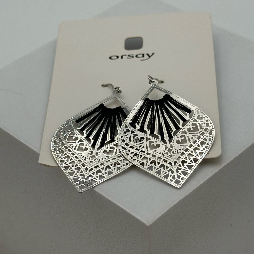 Orsay Silver and Black Earrings